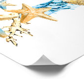 海の下のブルー＆ゴールドのベビーシャワー歓迎サイン ポスター (角)