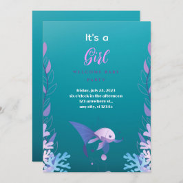 海の下のブルー  女の子のベビーシャワー招待状 招待状