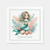 「海の下のプリンセス」マーメイド誕生日パーティー スタンダードカクテルナプキン (正面)