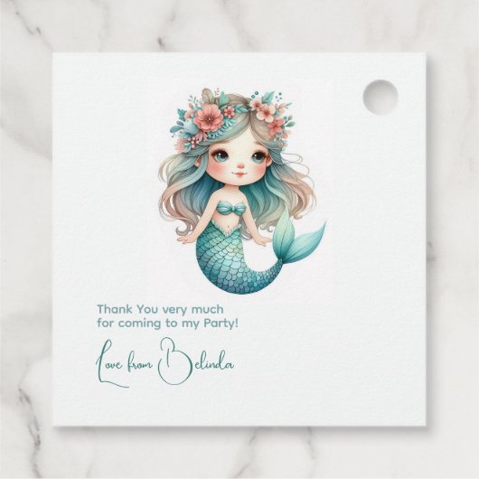 「海の下のプリンセス」マーメイド誕生日パーティー フェイバータグ (裏面)