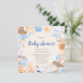 海の下のベイビーシャワー招待状（ nautical テーマ） 招待状 (スタンド正面)