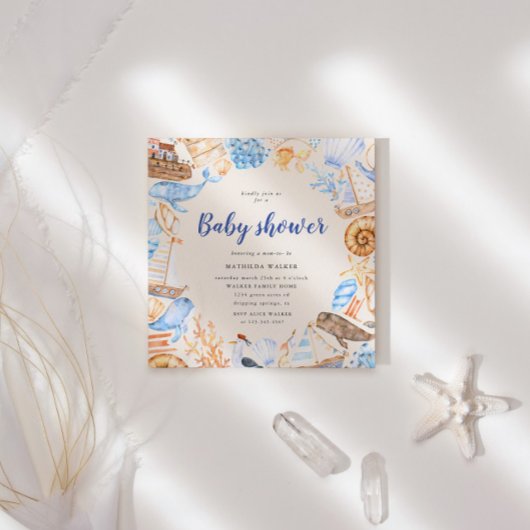 海の下のベイビーシャワー招待状（ nautical テーマ） 招待状