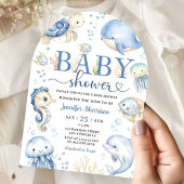 海の下のベビーシャワー 青い海のアーチ 招待状