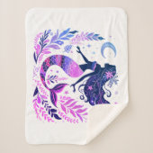 海の下のボホ人魚ピンク&パープル シェルパブランケット (正面)