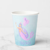 海の下のマーメイドの誕生日ガール ブルーパーティー 紙コップ (裏面)