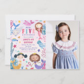 海の下のマーメイドの5th誕生日パーティーの写真 招待状 (正面)