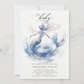 海の下のマーメイドエレガントシックな女の子の赤ちゃんシャワー 招待状 (正面)