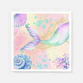 海の下のマーメイドテールウォーター誕生日 スタンダードカクテルナプキン (正面)