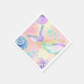 海の下のマーメイドテールウォーター誕生日 スタンダードカクテルナプキン (角)