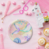 海の下のマーメイドテールウォーター誕生日 ペーパープレート (パーティー)