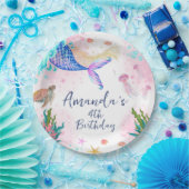 海の下のマーメイドテールウォーター誕生日 ペーパープレート (パーティー)