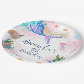 海の下のマーメイドテールウォーター誕生日 ペーパープレート (アングル)