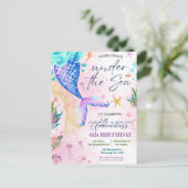 海の下のマーメイドテールウォーター誕生日 ポストカード (スタンド正面)