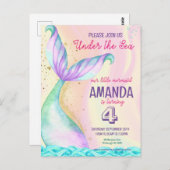 海の下のマーメイドテールウォーター誕生日 ポストカード (正面/裏面)