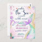 海の下のマーメイドテールウォーター誕生日 ポストカード (正面/裏面)