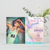 海の下のマーメイドテールウォーター誕生日 招待状 (スタンド正面)