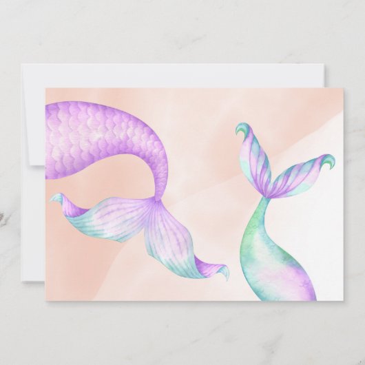 海の下のマーメイドテールウォーター誕生日 招待状 (裏面)