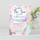 海の下のマーメイドテールウォーター誕生日 招待状 (スタンド正面)