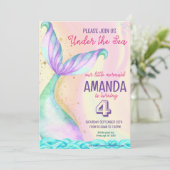 海の下のマーメイドテールウォーター誕生日 招待状 (スタンド正面)