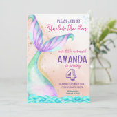 海の下のマーメイドテールウォーター誕生日 招待状 (スタンド正面)