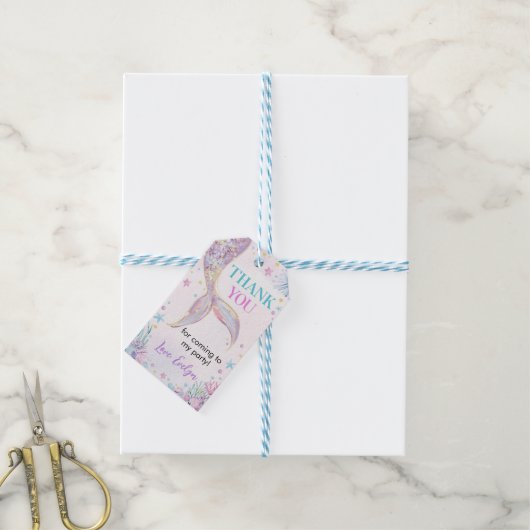 海の下のマーメイドテールサンキュー誕生日 ギフトタグ (より糸付き)