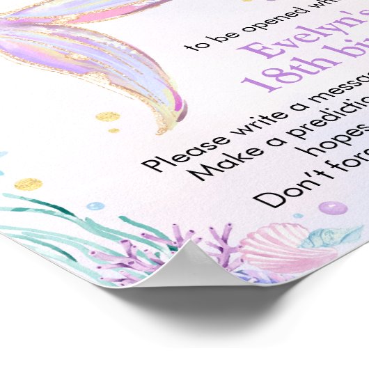 海の下のマーメイドテールタイムカプセル誕生日 ポスター (角)