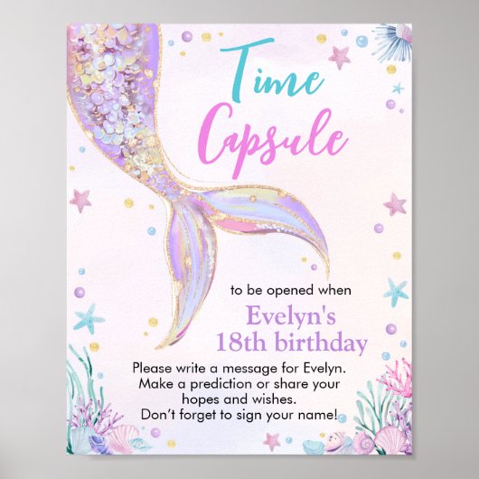 海の下のマーメイドテールタイムカプセル誕生日 ポスター (正面)