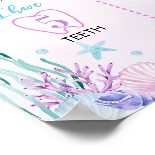 海の下のマーメイドテールマイルストーンサイン誕生日 ポスター (角)