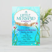 海の下のマーメイドビーチ誕生日パーティーの招待 招待状 (スタンド正面)