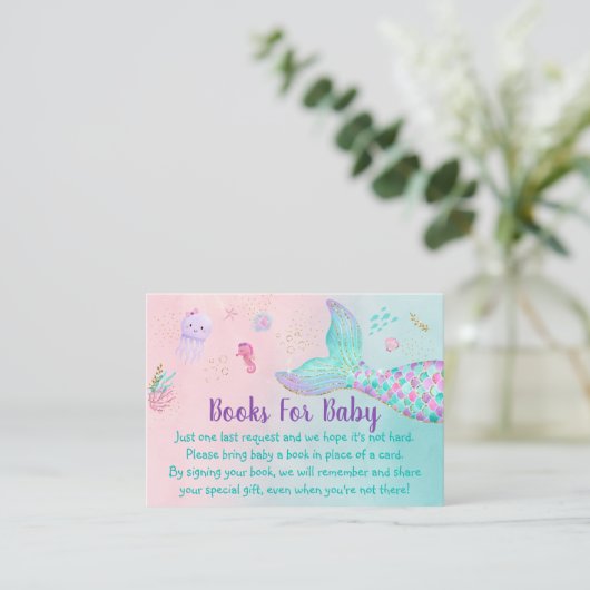 海の下のマーメイドピンク金ゴールドベビーブックリクエスト エンクロージャーカード (スタンド正面)