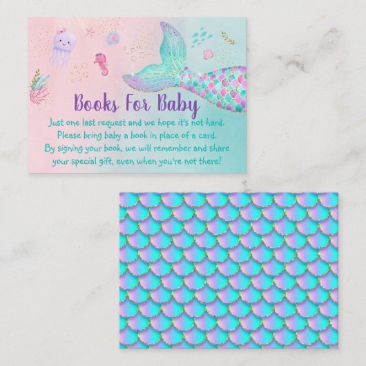海の下のマーメイドピンク金ゴールドベビーブックリクエスト エンクロージャーカード (正面/裏面)