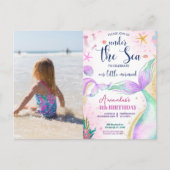 海の下のマーメイド写真の水の色の誕生日 ポストカード (正面)