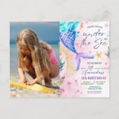 海の下のマーメイド水彩写真誕生日 ポストカード (正面)