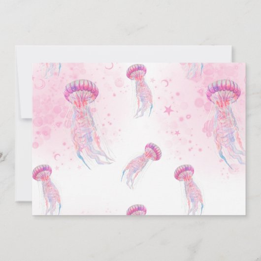 海の下のマーメイド水彩写真誕生日 招待状 (裏面)