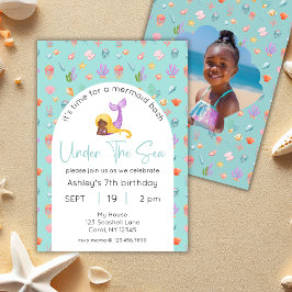 海の下のマーメイド誕生日の写真 招待状