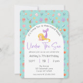 海の下のマーメイド誕生日の写真 招待状 (正面)