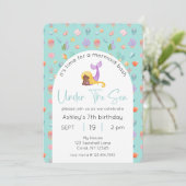 海の下のマーメイド誕生日の写真 招待状 (スタンド正面)