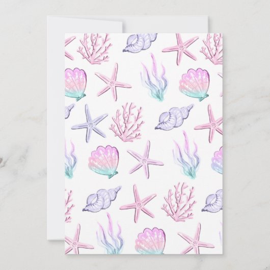 海の下のマーメイド誕生日パーティーパーティー 招待状 (裏面)