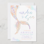 海の下のマーメイド誕生日パーティーパーティー 招待状 (正面)