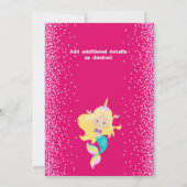 海の下のユニコーンマーメイドピンクグリッターガールズ 招待状 (裏面)