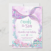 海の下のリトルマーメイド初の1歳の誕生日 招待状 (正面)