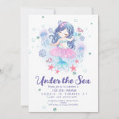 海の下のリトルマーメイド誕生日パーティー招待状 招待状 (正面)