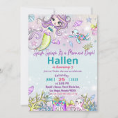 海の下のリトルマーメイド誕生日パーティー 招待状 (正面)