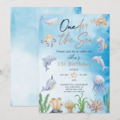 海の下のワンダーランド 1歳の誕生日 招待状 (正面/裏面)
