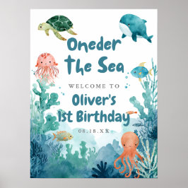 海の下のワンダー 1歳の誕生日ウェルカムサイン ポスター