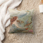 海の下のヴィンテージの美しくガーリーな人魚 クッション (ブランケット)