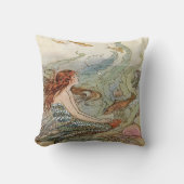 海の下のヴィンテージの美しくガーリーな人魚 クッション (正面)