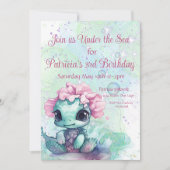 海の下の亀の三歳の誕生日 招待状 (正面)