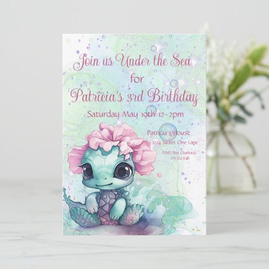 海の下の亀の三歳の誕生日 招待状 (スタンド正面)