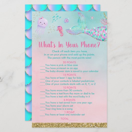 海の下の人魚あなたの電話ゲームの中にあること (正面/裏面)